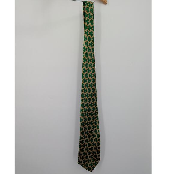 Fun & Festive Green and Gold Clover Themed St. Paddy's Day Tie St Patrick's Day - Picture 2 of 4
